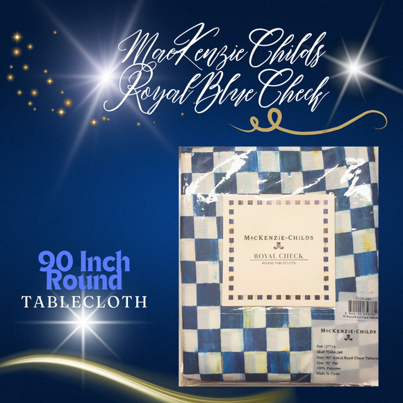 MacKenzie Childs Royal Check Round Tablecloth 90" - Picture 1 of 7